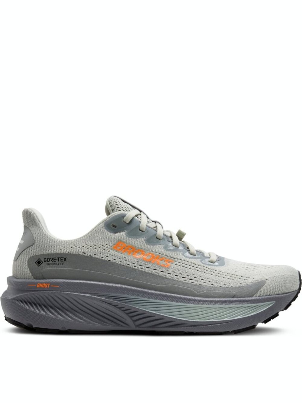 BROOKS Ghost 17 GTX Smoke-Primer Gray-Orange Running Shoes in Men's 9.5 - Picture 10 of 14